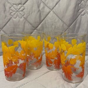 4/ Libby Juice 10 oz. Glasses dandelion Autumn Kitchen Mid Century